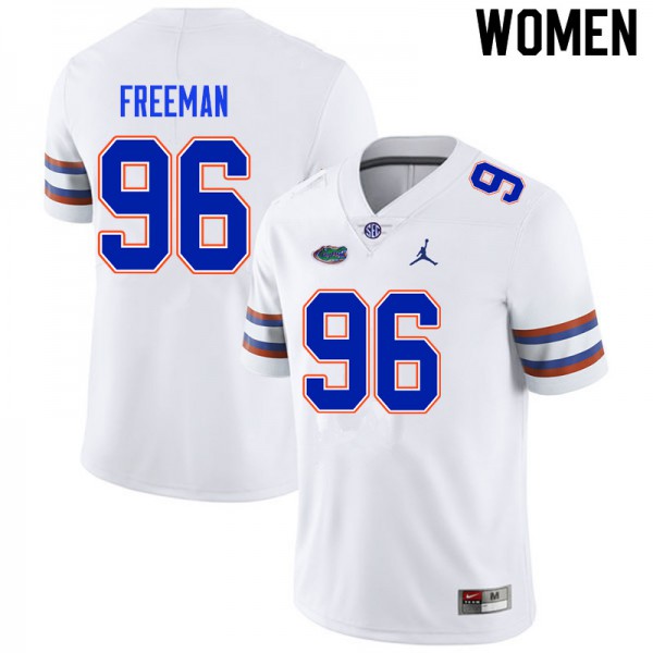 Women #96 Travis Freeman Florida Gators College Football Jerseys White